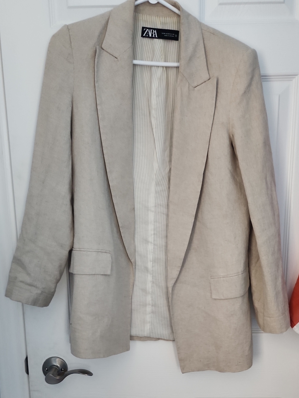 ZARA Beige Linen Blend Tailored Blazer